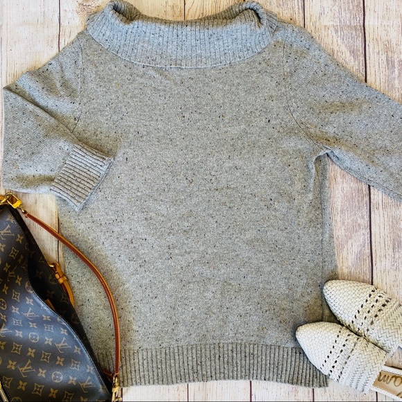 Charter Club Sweaters - Charter Club Grey Cowl-Neck Metallic Knit Sweater